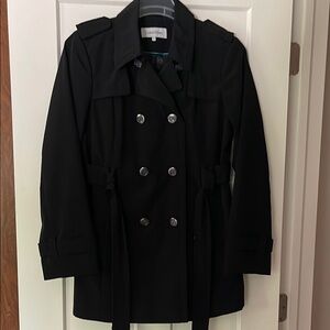 Calvin Klein Black Trench Coat with Structured Shoulders